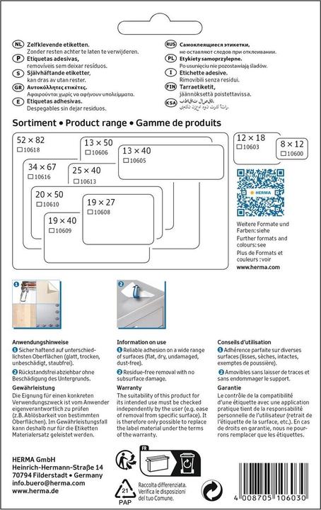 Immagine prodotto HERMA Etichette multiuso rimovibili