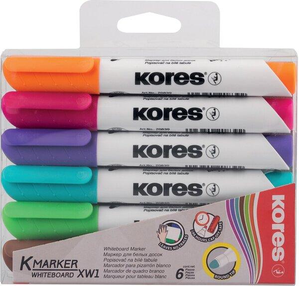 Immagine prodotto Kores K-Marker Lavagna bianca (Arancia, Viola, Pink, Verde chiaro, Turchese, Marrone, 3 mm, 6 x)