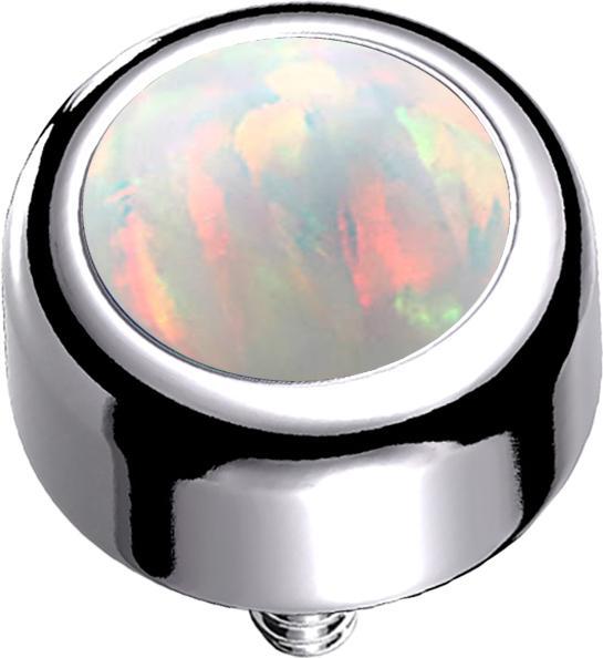 Image du produit Star Piercing Dermal Anchor Cylindre argenté avec opale blanche (Titane G23, sans laiton)