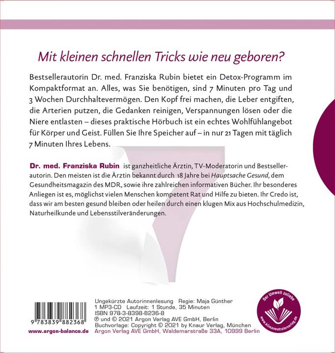 Produktbild Die 7-Minuten-Detox-Kur (Franziska Rubin, Deutsch)