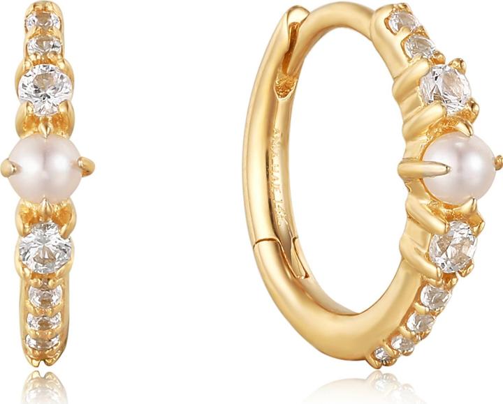 Image du produit Ania Haie Or 14kt Pearl and White Sapphire Huggie Boucles d'oreilles (Or jaune 585)