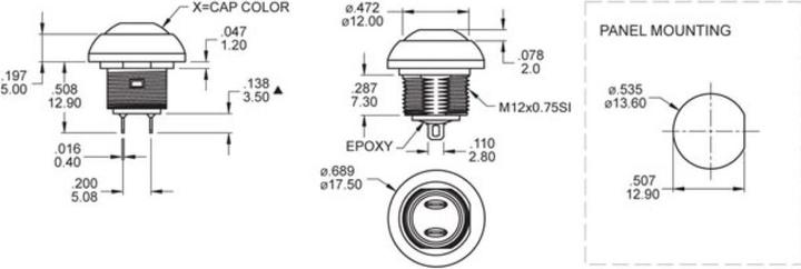 Produktbild Daily Well MINI-DRUCKTASTER - RUND - METALL - WEI?E SCHUTZKAPPE - 1P SPST AUS-(EIN)