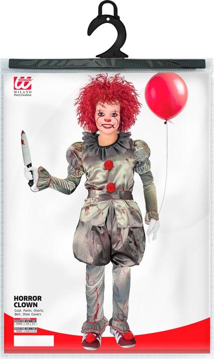 Image du produit Widmann chemise de clown tueur, pantalon, short, ceinture, surchaussures Costume enfant (158)