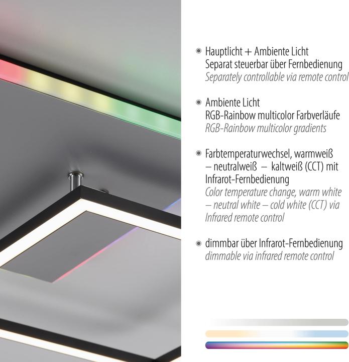 Image du produit Just Light Plafonnier LED 11327-95 couleur aluminium, 31 W, 3200 lm, CCT, RGB (3200 lm)