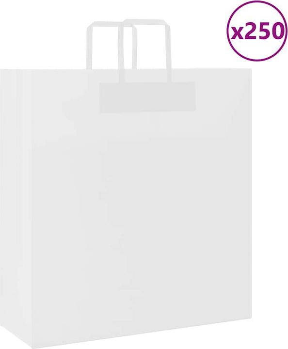 Immagine prodotto VidaXL Sacchetti di carta kraft 250 pezzi con manico bianco 45x17x48 cm (Borsa da regalo, 250 x)