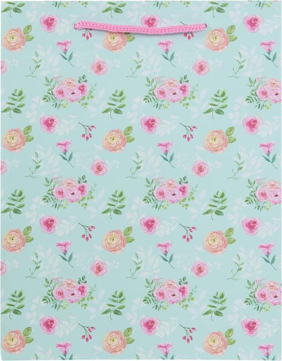 Produktbild Idena Geschenktasche Blumen Kupferpapier 128g/m² blau 18x23x8cm (Geschenkbox)