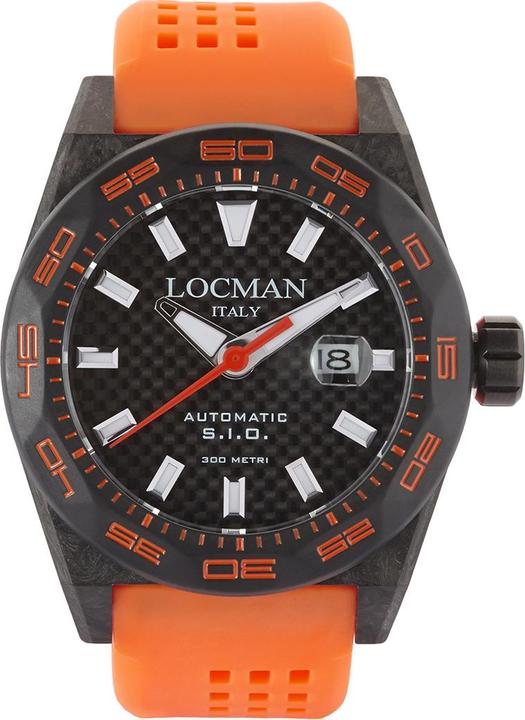Locman Italy Herrenuhr Stealth Carbon Automatik schwarz/orange Ref. 0216 (Analoguhr, 46 mm)