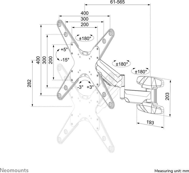 Produktbild Neomounts WAH 1TFT 3Gelenk Max.30 (Wand, 55", 30 kg)