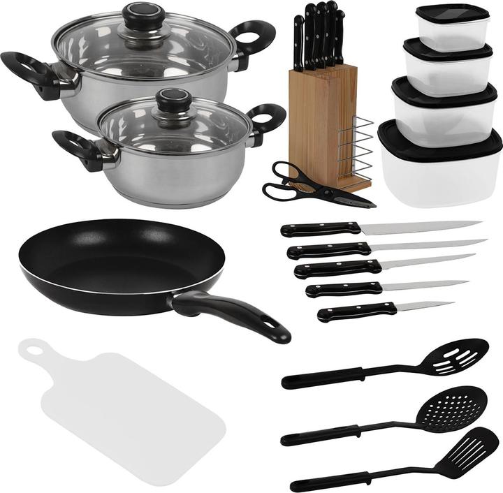 Actual product image Koopman 17 pieces (Pot, Saucepan, Frying pan, Stainless steel)