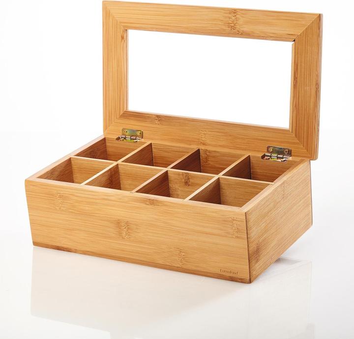 Image du produit Lumaland Teebeutel-Box 28 x 16 x 9 cm Bambus, China, 8 Fächer