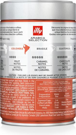Nutritional values and ingredients Illy Colombia (250 g, Medium roast)