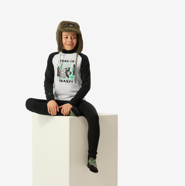 Produktbild Wedze Skiunterwäsche Funktionsshirt Kinder - BL 500 schwarz/weiss mit Motiv (164)