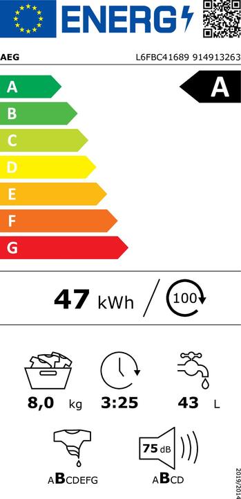 Energie-Label AEG L6FBC41689 (8 kg, Links)