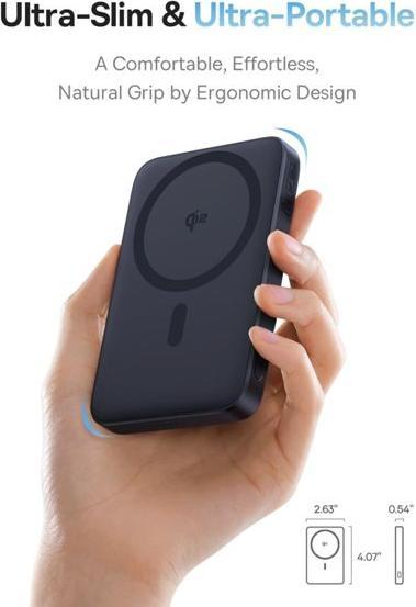 Actual product image Baseus magnetic powerbank with stand PicoGo Qi2 5000mAh 20W (5000 mAh, 20 W, 18.50 Wh)