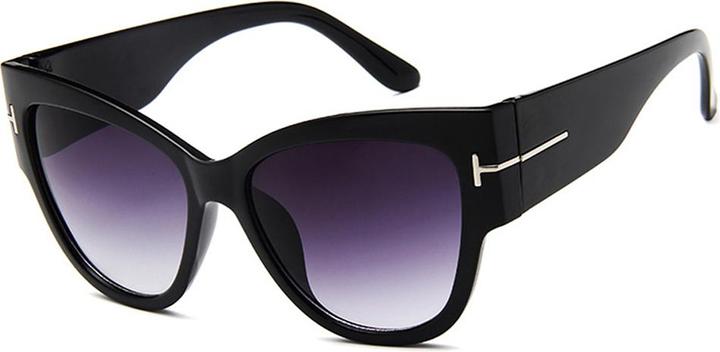 Techsuit - Sunglasses (9778) - for Women with PC Frame and Lens, Cat Eye - Black / Gradient Gray
