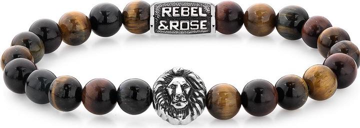 Rebel & Rose Armband Who's afraid of the Tiger RR-8L028-S-L+ Herren (20 cm, Acero inoxidable, Ojo de Tigre)