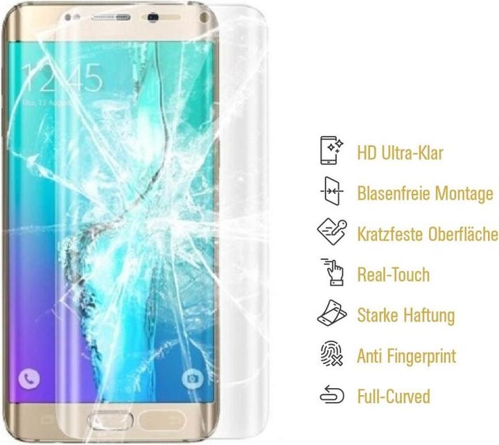 Produktbild Protectorking 2x Panzerfolie Anti-Shock Full Cover HD Klar (2 Stück, Samsung Galaxy S6 Edge)