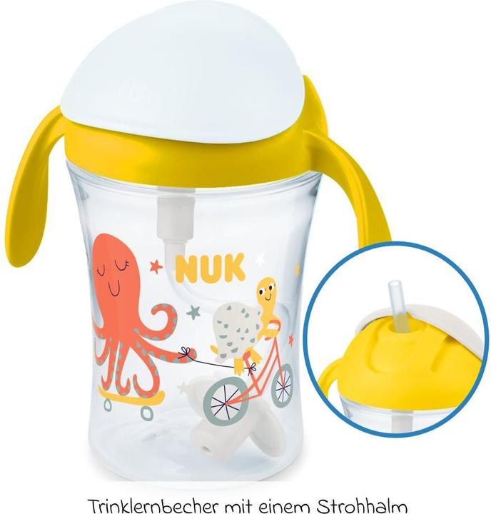 Produktbild NUK Motion Cup, 230ml, weicher Strohhalm, ergonomisch geformte Griffe, auslaufsicher, ab 8 Monaten