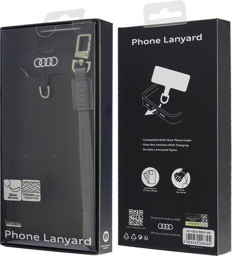 Actual product image Audi uniwersalna smycz do telefonu 28cm 10mm Leather szary/gray AU-HSLSL-GT/D1-GY