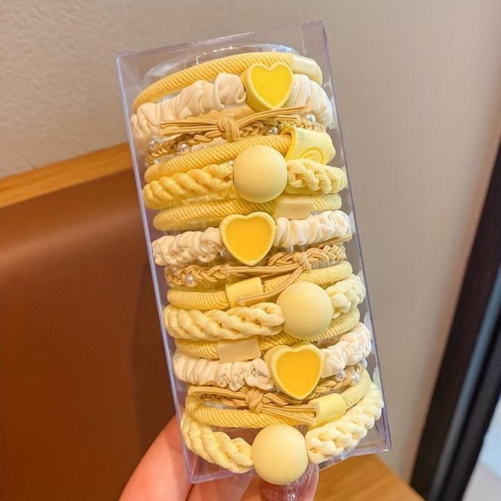 Actual product image Activity Board 15 Stück niedliche Polyester-Haargummis mit Zöpfen und Herzen - elastisch, nicht schädigend