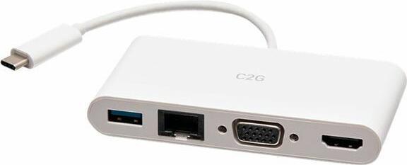 Image du produit C2G Adaptateur multiport USB-C® vers HDMI®, VGA, USB-A et RJ45 - (USB-C, Thunderbolt, 1 Ports)