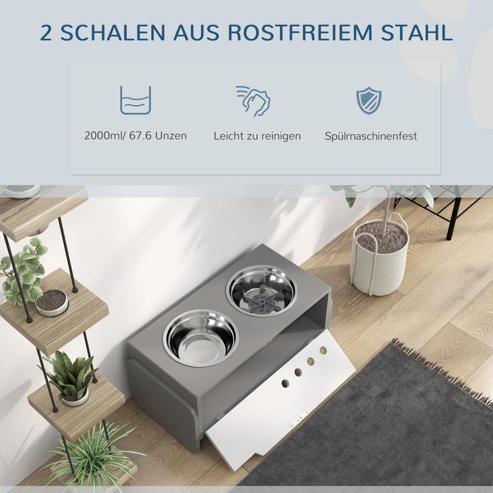 Actual product image PawHut Hundenapf MDF, Stahl Grau (2 l)
