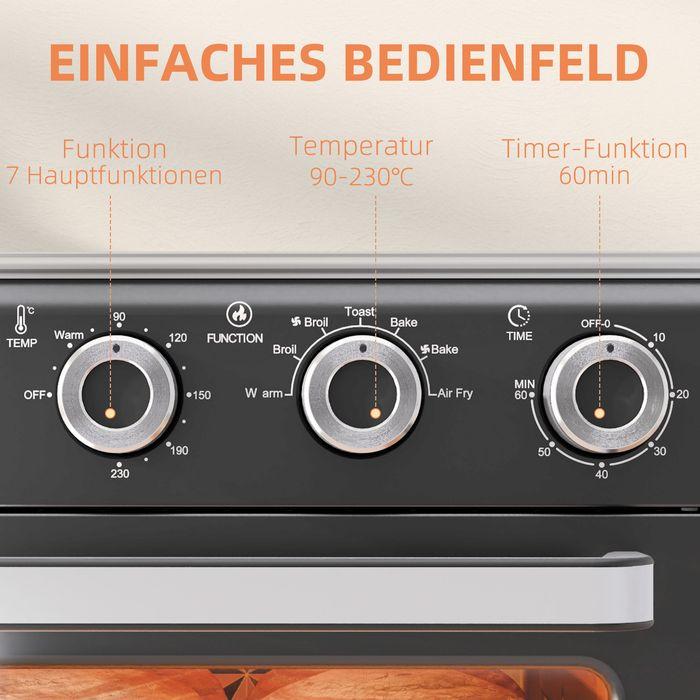 Produktbild Swisshandel24 Minibackofen mit Umluft 20L Mini Ofen mit Backblech, Grillrost und Krümelblech, 90-230°C
