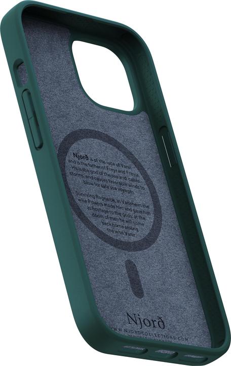 Actual product image Njord Hard Cover Salm.Leather Magsafe Case Dark Green (Apple iPhone 15)
