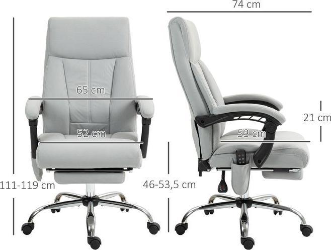 Produktbild Swisshandel24 Bürostuhl mit Massagefunktion, Ergonomisch mit Liegefunktion, Lendenheizung, mit Fussstütze, Grau