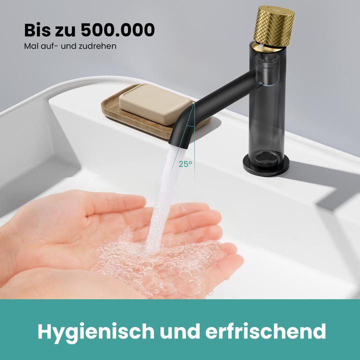 Produktbild Emke Wasserhahn Bad Messing Keramikkartusche Luftsprudler Waschtischarmatur Mischbatterie einfache Instal