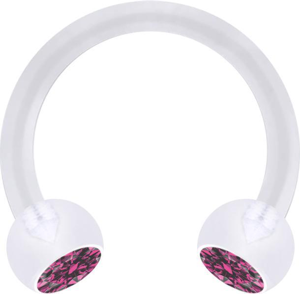 Produktbild Star Piercing Micro Circular Barbell transparent mit zwei Kugeln Kristall pink (ohne Messing, Bioflex)