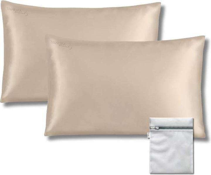 Vanessa Beauty Seidenkissenbezug 2er-Set mit Waschbeutel (Taie d'oreiller, 50 x 70 cm)