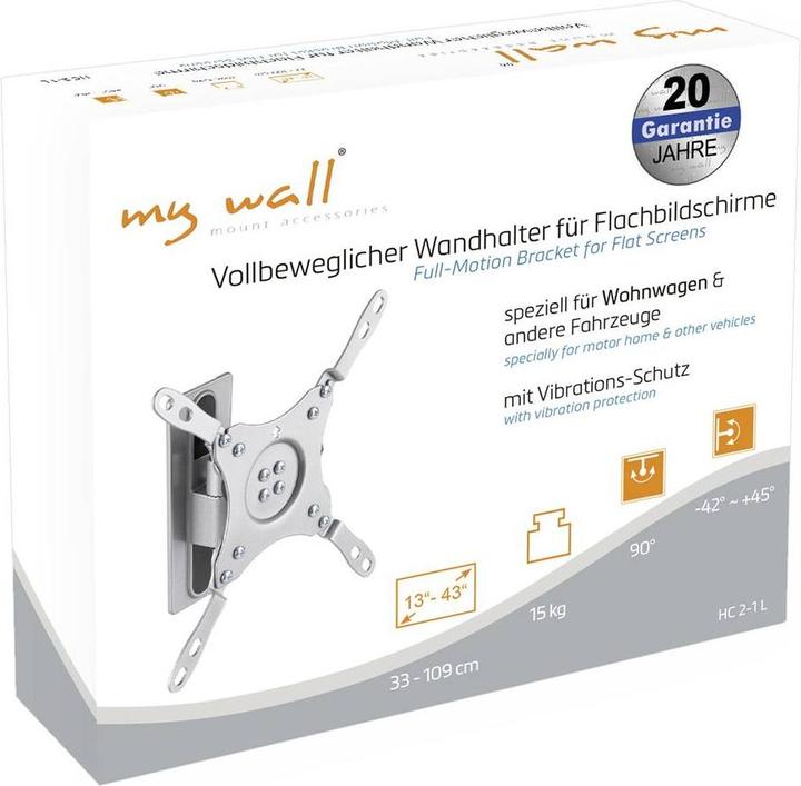 Produktbild myWall My Wall HC2-1L TV-Wandhalterung Integrierte Wasserwaage 33 cm (13") - 109,2 cm ( (Wand, 43", 15 kg)