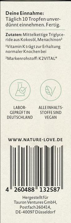 Nährwerte und Zutaten Nature Love Vitamin K2 (1 Stück, Tropfen, 10.50 g)