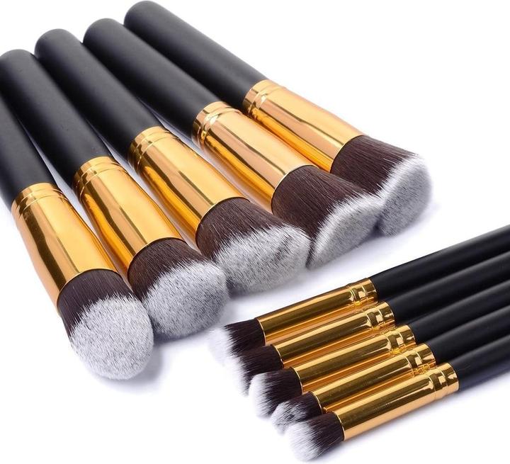 Immagine prodotto JTI Set di pennelli per il trucco da 10 pezzi - nero e oro (Set)