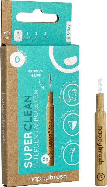 Immagine prodotto happybrush Scovolini interdentali SuperClean ISO 0 0,4 mm Marrone 6 pezzi (6 x, 0.40 mm)