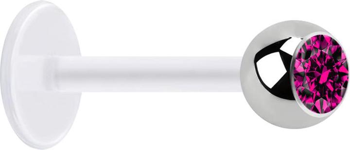 Produktbild Star Piercing Micro Labret transparent mit Kugel silber und Kristall fuchsia (ohne Messing, Chirurgenstahl 316L, Bioflex)