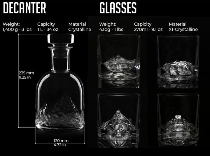 Actual product image Lite-On The Peaks whiskey glasses with decanter, 5-piece set (5 x, Whisky glass)