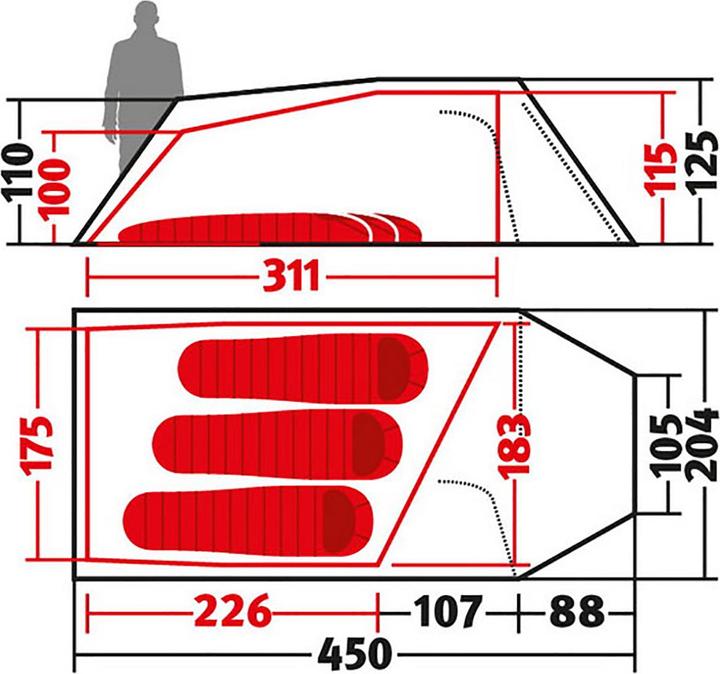 Actual product image Wechsel Tempest 3 Zero-G Line Tent (Tunnel tent, 2.95 kg, 3 persons)