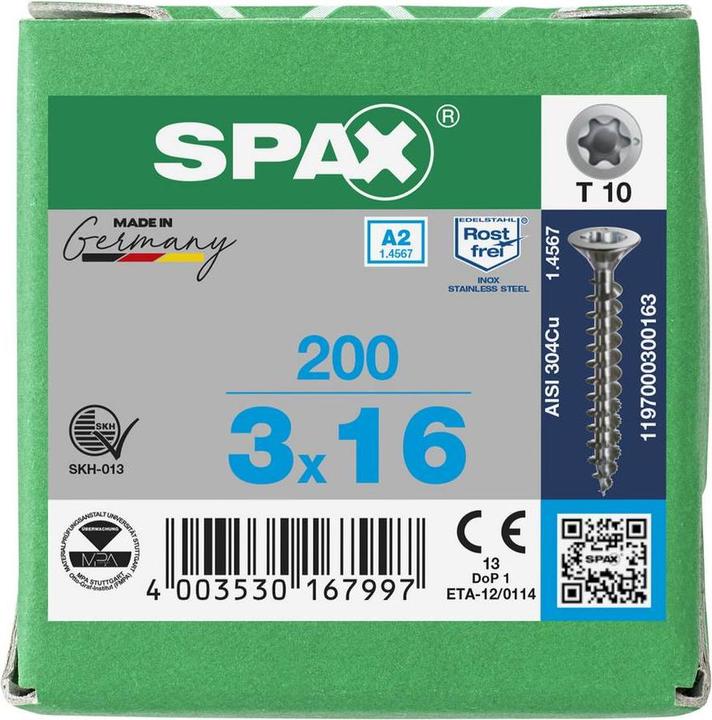 Productafbeelding Spax Spaanplaatschroeven A2 (200 Schroeven per stuk)