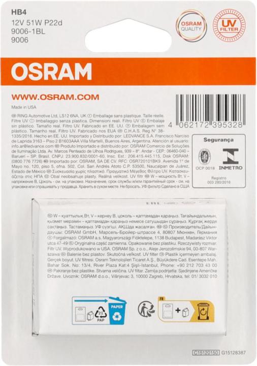 Actual product image Osram 4062172395328 Halogen bulbs Original Line HB4 51 W 12 V (HB4)
