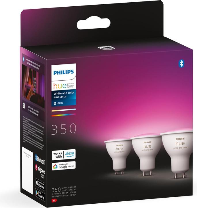 Immagine prodotto Philips Hue White & Color Ambiance BT (GU10, 5.70 W, 230 lm, 3 x, G)