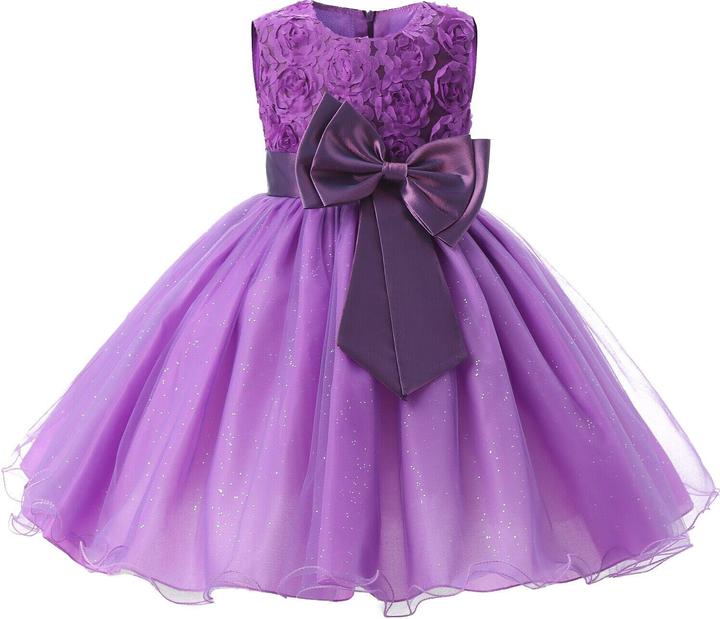 JTI Abendkleid mit Schleife und Blumen - Lila (130)