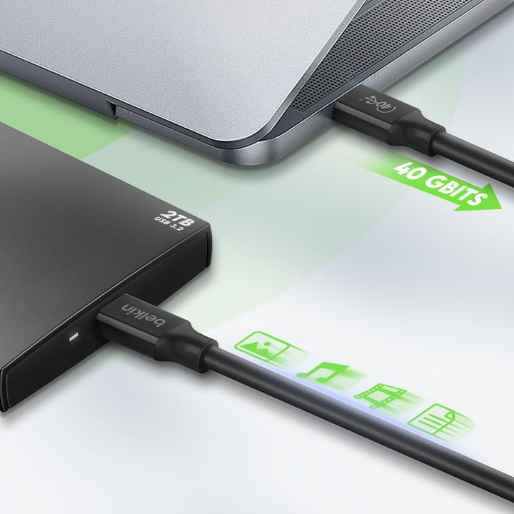Actual product image Belkin USB C — USB C (0.80 m, USB 4.0, 100 W)