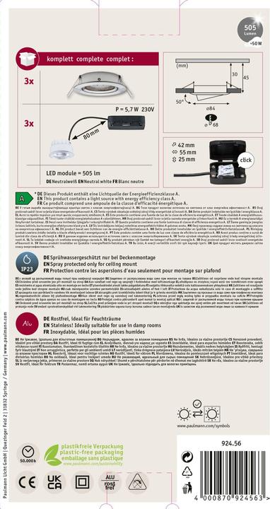 Produktbild Paulmann Einbauleuchte Nova Set (505 lm)
