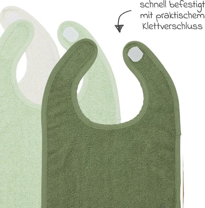 Actual product image Meyco Bib 3P bads.met klittenb. offw/soft green/forestgreen