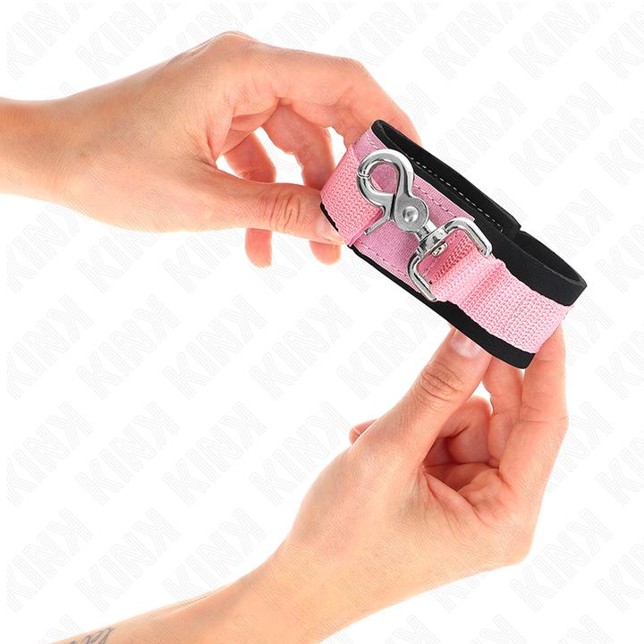 Actual product image Kink Adjustable Neoprene Handcuffs Pink Adjustable 22-34 cm
