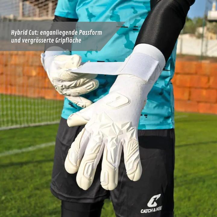 Actual product image Catch & Keep Fussballhandschuhe Pulse X All White Gr. 8 Torwart Goalie Handschuhe (8)