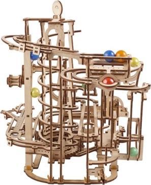 Actual product image Ugears 70177 - Model kit marble run with spiral lift, 266 components, 3D wooden puzzle