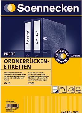 Immagine prodotto Soennecken Etichetta per cartelle 66309 wide/short sk bianco 400 pz./pack.